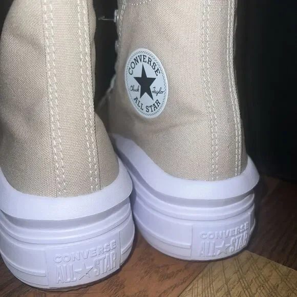 Converse Chuck Taylor All Star Move Platform High Beach Stone Sneakers A04365C - Picture 3 of 5